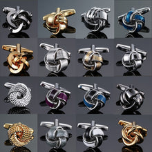 Load image into Gallery viewer, Factory direct sale men French shirt cufflinks wholesale quality copper material gold silver blue black purple twist CuffLinks
