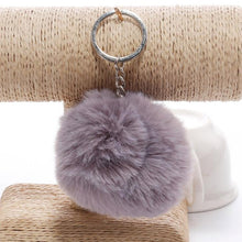 Load image into Gallery viewer, simple key chain Fur ball Pompon Keychain Pompom Artificial Rabbit Fur Animal Keychains For Woman Car Bag KeyRing 14 colors