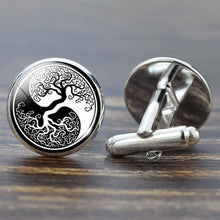 Load image into Gallery viewer, Tree of Life Cufflinks for Men Best Man Cufflinks Set Cufflinks Wedding Life Tree Suit Shirt Silver Cuff Links Men Accessories
