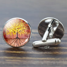Load image into Gallery viewer, Tree of Life Cufflinks for Men Best Man Cufflinks Set Cufflinks Wedding Life Tree Suit Shirt Silver Cuff Links Men Accessories
