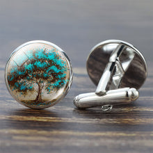 Load image into Gallery viewer, Tree of Life Cufflinks for Men Best Man Cufflinks Set Cufflinks Wedding Life Tree Suit Shirt Silver Cuff Links Men Accessories
