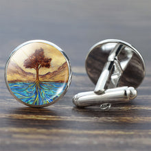 Load image into Gallery viewer, Tree of Life Cufflinks for Men Best Man Cufflinks Set Cufflinks Wedding Life Tree Suit Shirt Silver Cuff Links Men Accessories
