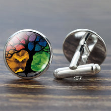 Load image into Gallery viewer, Tree of Life Cufflinks for Men Best Man Cufflinks Set Cufflinks Wedding Life Tree Suit Shirt Silver Cuff Links Men Accessories
