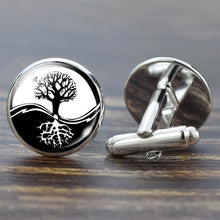 Load image into Gallery viewer, Tree of Life Cufflinks for Men Best Man Cufflinks Set Cufflinks Wedding Life Tree Suit Shirt Silver Cuff Links Men Accessories
