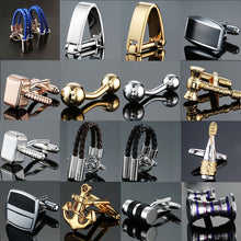 Load image into Gallery viewer, Factory direct sales wholesale French shirt cuff Cufflink button gold silver men fashion brand double leather Cufflinks
