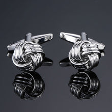 Load image into Gallery viewer, Factory direct sale men French shirt cufflinks wholesale quality copper material gold silver blue black purple twist CuffLinks
