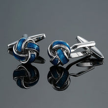Load image into Gallery viewer, Factory direct sale men French shirt cufflinks wholesale quality copper material gold silver blue black purple twist CuffLinks
